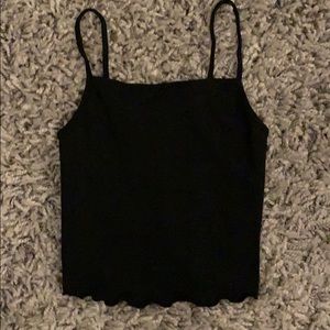 black ruffled tank